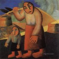 peasant woman with buckets and a child Kazimir Malevich